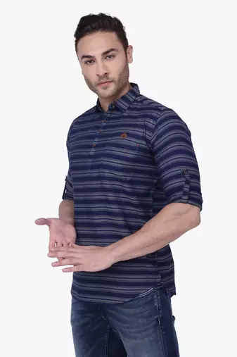 men's tailored fit short denim kurta | kurta shirt for men