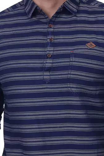 men's tailored fit short denim kurta | kurta shirt for men