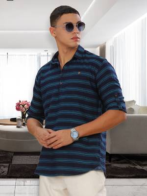 men's tailored fit short denim kurta | kurta shirt for men 1