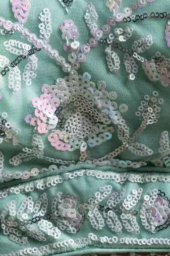 Sea Green Engagement Lehenga Choli with Sequin Embroidery