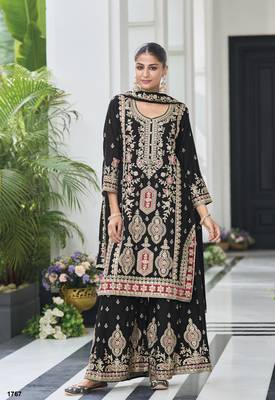 BLACK SILK PARTY WEAR EMBRODERY SILK SALWAR SUIT 2