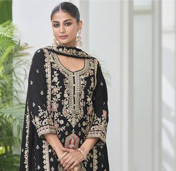 BLACK SILK PARTY WEAR EMBRODERY SILK SALWAR SUIT 4