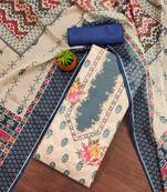 Women's blue stylish embellishment work organza dress material