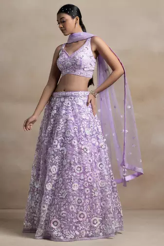 lilac lehenga set choli with dupatta for women