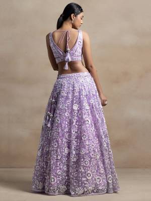 lilac lehenga set choli with dupatta for women 4