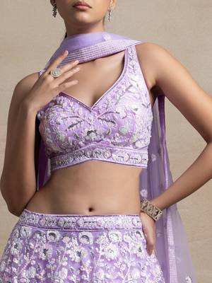 lilac lehenga set choli with dupatta for women 5