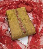 Women's multi unstitched designer print, hand work simmer dress material 