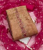 Women's multi unstitched designer print, hand work simmer dress material 