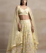 yellow net sequin embroidered lehenga