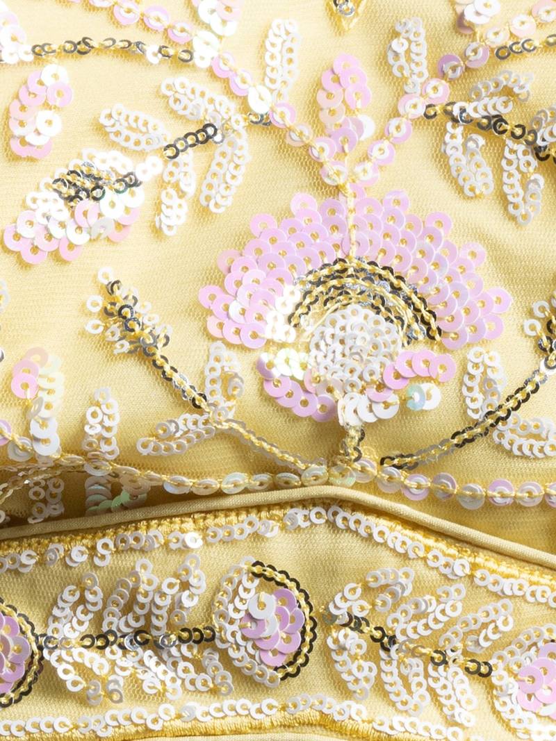 Yellow Net Sequin Embroidered Lehenga
