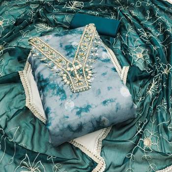 Women's multi handwork organja banarasi dress material 1