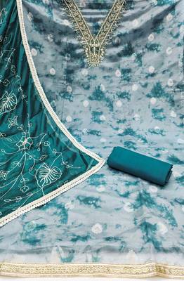 Women's multi handwork organja banarasi dress material 2