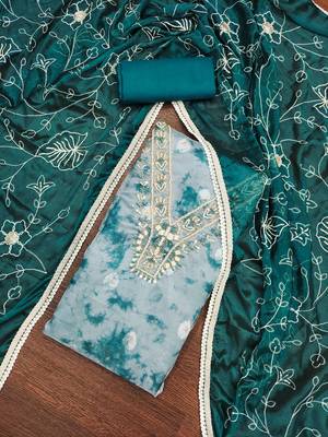 Women's multi handwork organja banarasi dress material 5