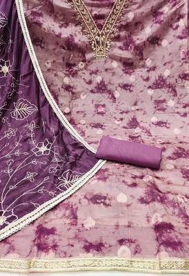 Women's multi handwork organja banarasi dress material 2