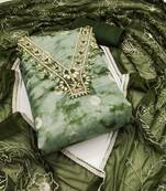 Women's multi unstitched handwork organja banarasi dress material 