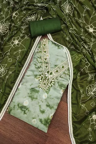 Women's multi handwork organja banarasi dress material