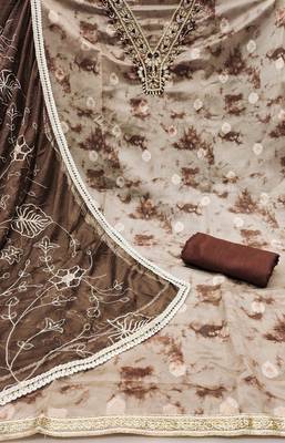 Women's multi handwork organja banarasi dress material 2