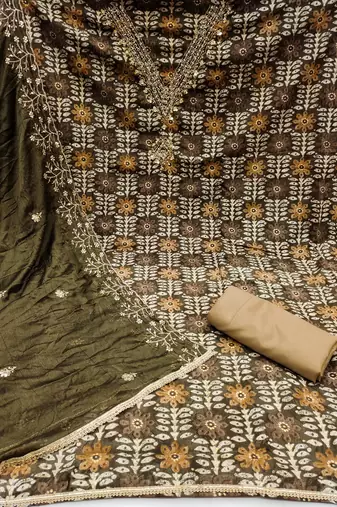 Women's multi designer print, hand work jaam cotton dress material