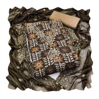 Women's multi designer print, hand work jaam cotton dress material 4