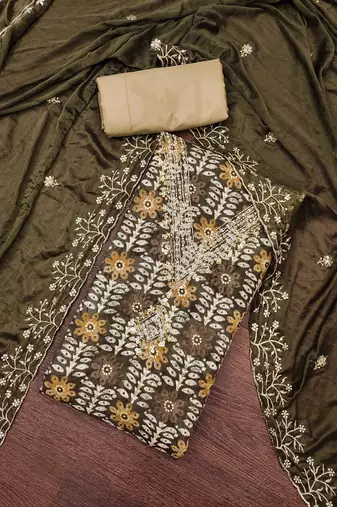 Women's multi designer print, hand work jaam cotton dress material