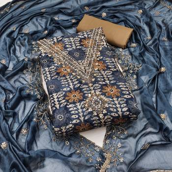 Women's multi designer print, hand work jaam cotton dress material 1
