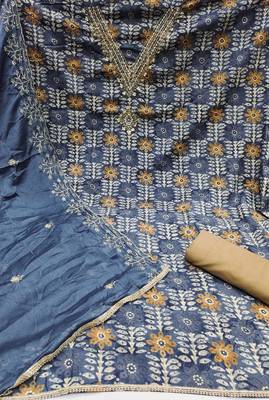 Women's multi designer print, hand work jaam cotton dress material 2