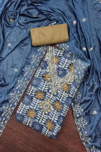 Women's multi designer print, hand work jaam cotton dress material