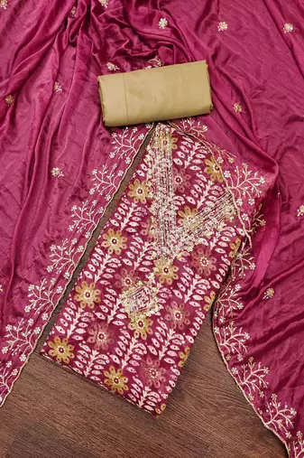 Women's multi designer print, hand work jaam cotton dress material