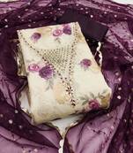 Women's multi unstitched designer print, hand work viscose banarasi dress material 