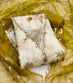 Women's multi unstitched designer print, hand work viscose banarasi dress material 