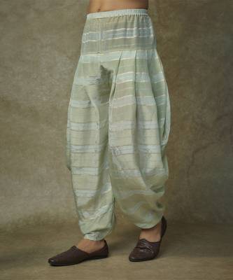 Sage green embroiderd kurta with dupatta and dhoti 4