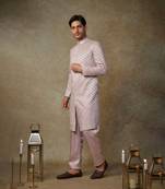Dusty pink embroided sherwani with pant