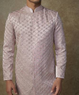 Dusty pink embroided sherwani with pant 2