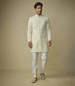 Yellow embroiderd sherwani with pant