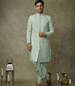 Mint embroiderd sherwani with pant
