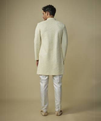 Yellow embroiderd sherwani with pant 3