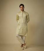 Yellow embroiderd kurta with dhoti