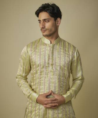 Yellow embroiderd kurta with dhoti 2