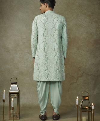 Mint embroiderd sherwani with pant 3
