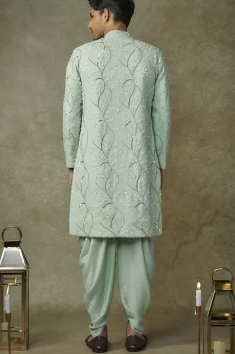 Mint embroiderd sherwani with pant
