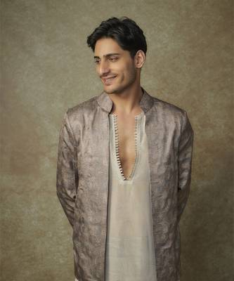 Olive embroiderd jacket with kurta and pant 2