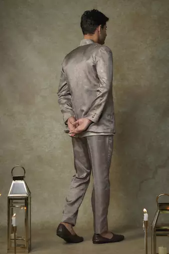 Olive embroiderd jacket with kurta and pant