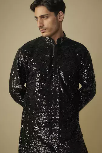 Black sequence kurta set