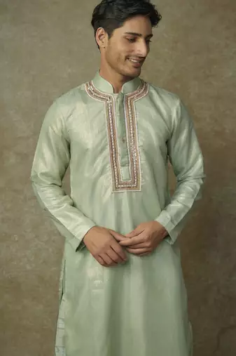 Sage green embroiderd kurta set