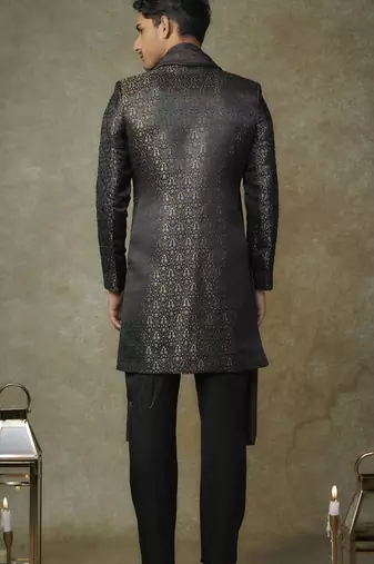 Black embroiderd sherwani with pant and dupatta