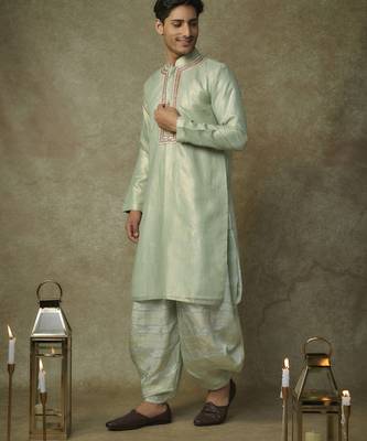 Sage green embroiderd kurta set 4