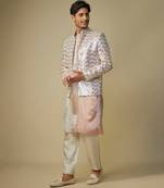 Pink sequence jacket with kurta and pant