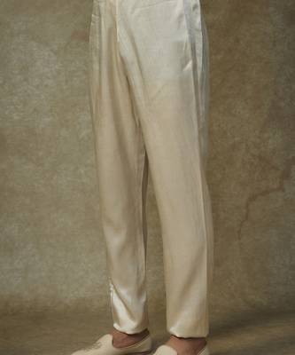 Beige floral embroiderd jacket with kurta and pant 4