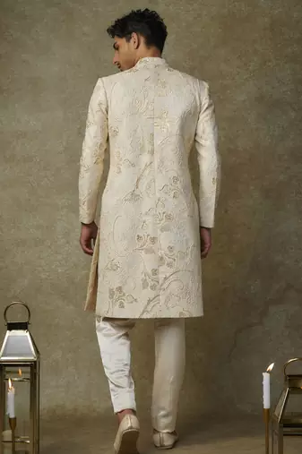 Beige embroiderd sherwani with pant