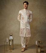 Beige embroiderd sherwani with pant